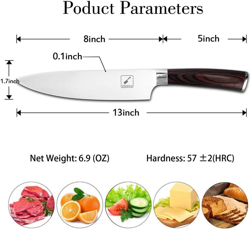 imarku Chef Knife 8 inch, High-Carbon Stainless Steel Pro Kitchen Knife with Ergonomic Handle and Gift Box, Chef's Knives for Professional Use, Gifts for Men and Women - Image 4